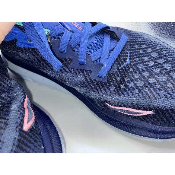 Hoka One One Clifton 9 Size 7.5 Blue Evening Sky Coral Running Athletic Shoes - Picture 6 of 8